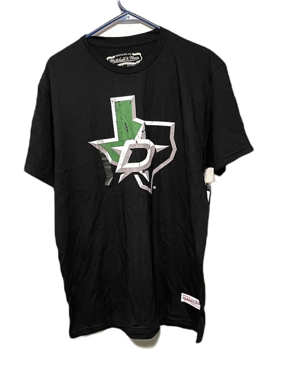 Mitchell & Ness Dallas Stars NHL Hockey T Shirt Black Crew Neck NWT Large